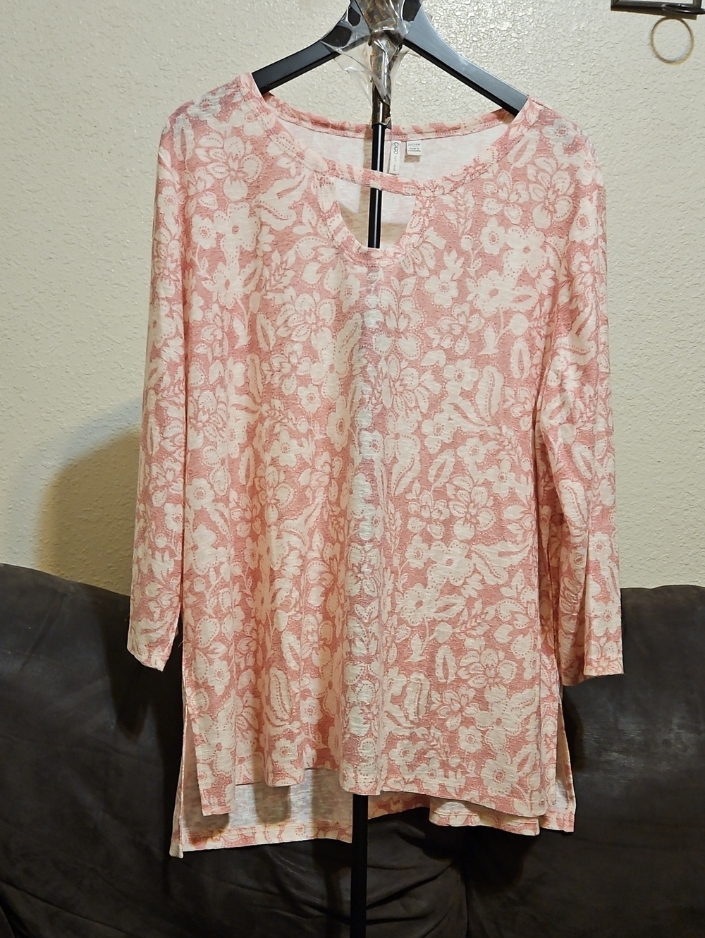 Cato Pink and White Floral Tunic Top